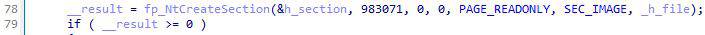 NtCreateSection used within mapping function