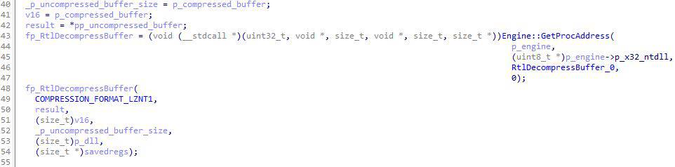 Decompression function using LZNT1