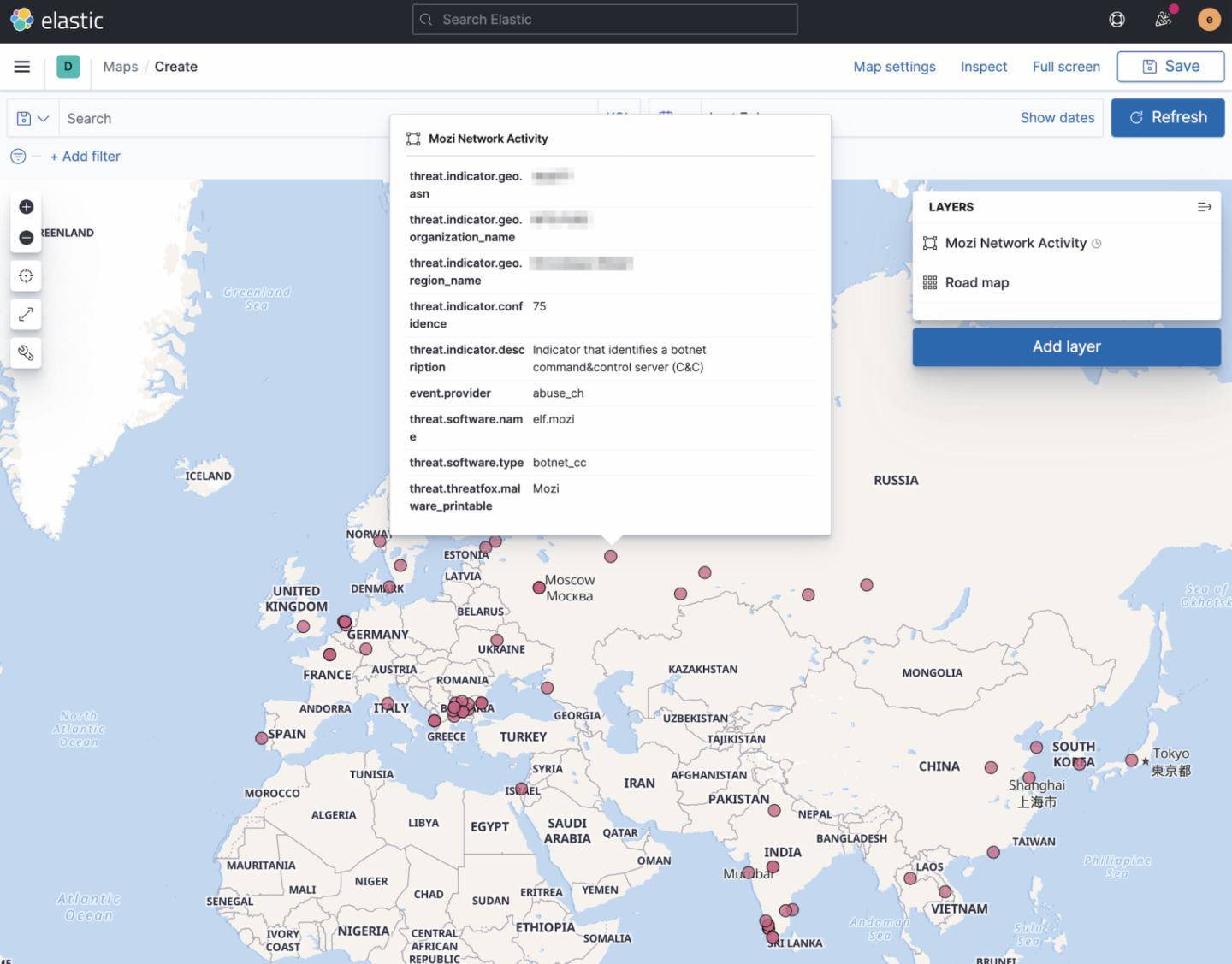 Figure 5 - Geographic data from Mozi command & control infrastructure