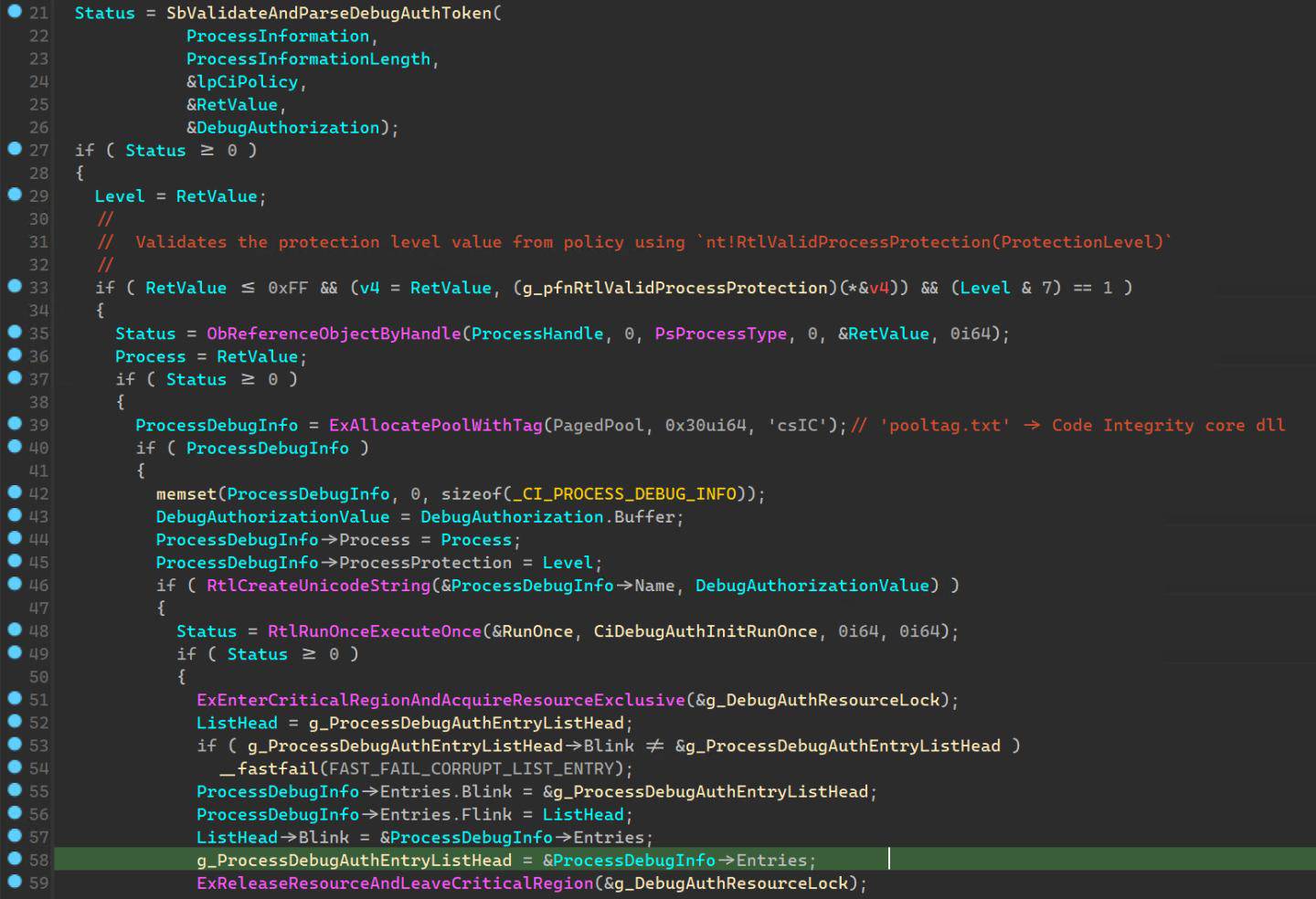 SbValidateAndParseDebugAuthToken method