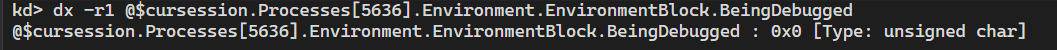Verifying Notepad.exe BeingDebugged reports unset