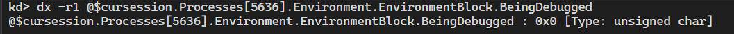 Verifying Notepad.exe BeingDebugged reports unset