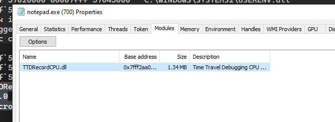 Using TTD to trace Notepad.exe