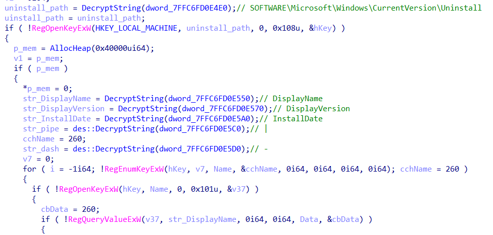 Grabbing the installed programs from the registry
