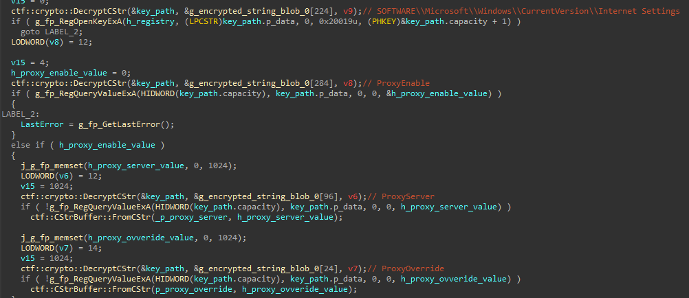 Host proxy information gathered from registry