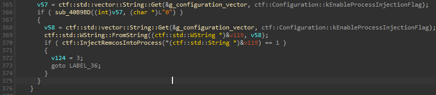 0x40EEB3 Calling process injection feature if enabled in the configuration