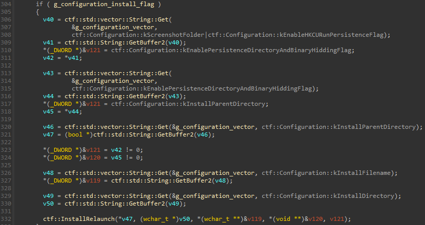 0x40ED8A Calling install feature when the flag is enabled in configuration