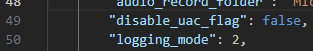 Setting logging mode to console in the configuration