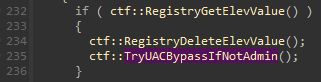 0x40EC39 Forced UAC bypass if the elev key exists in the registry