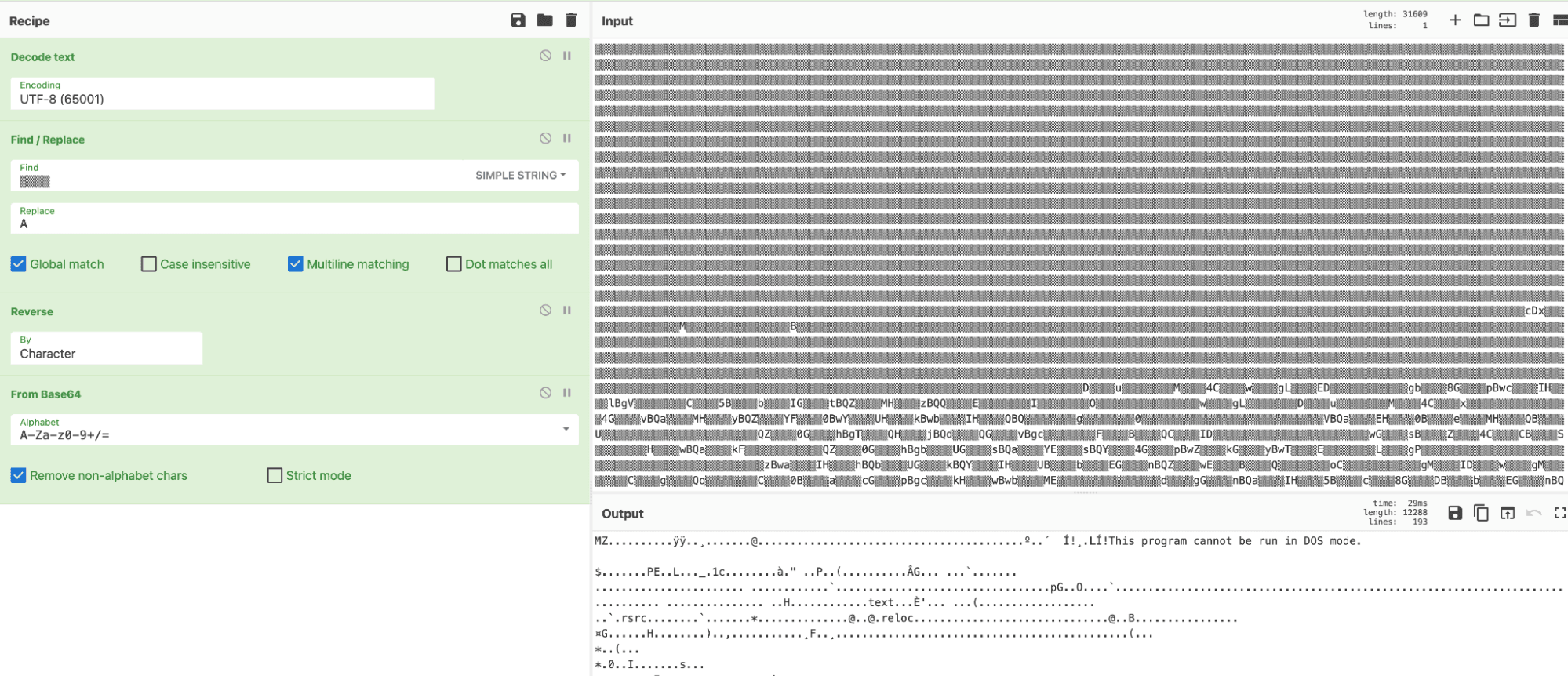 Using CyberChef to decode pesica.txt