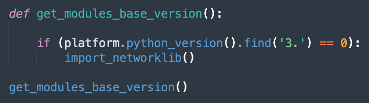 Check if Python version 3, calls the import_networklib function