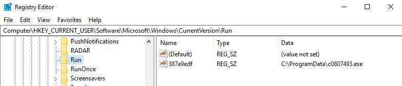 Registry key persistence