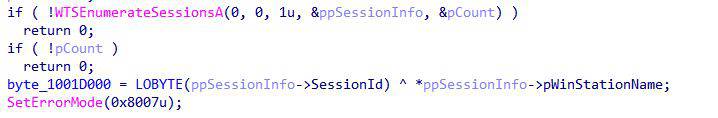 LOBSHOT calling WTSEnumerateSessionsA