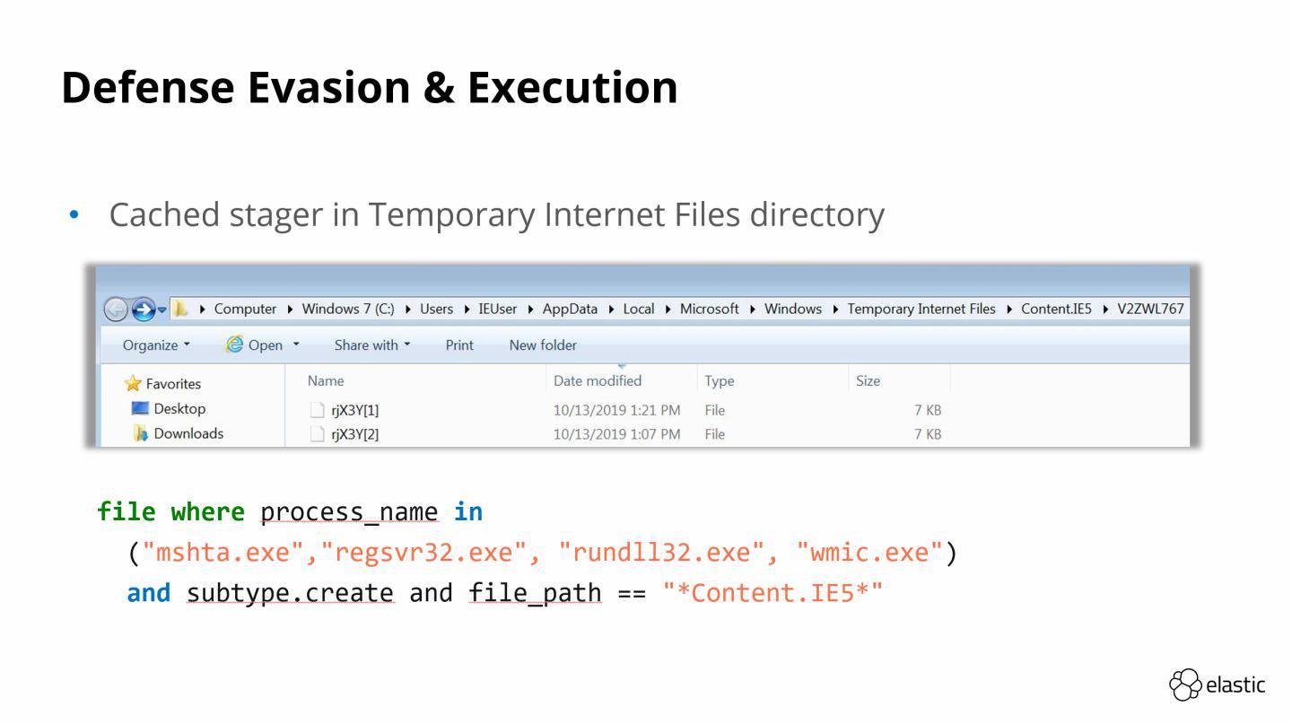 Defense evasion & execution - cached stager