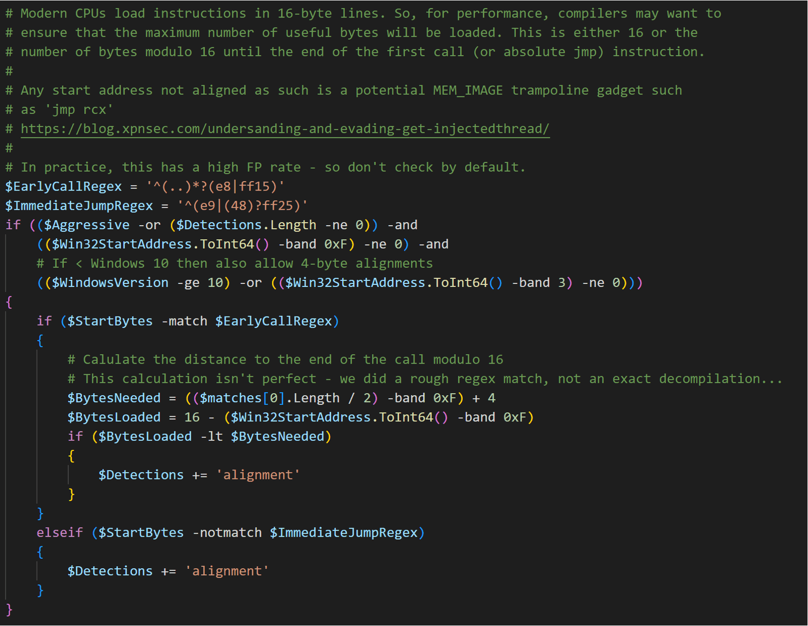 16-byte pseudo alignment