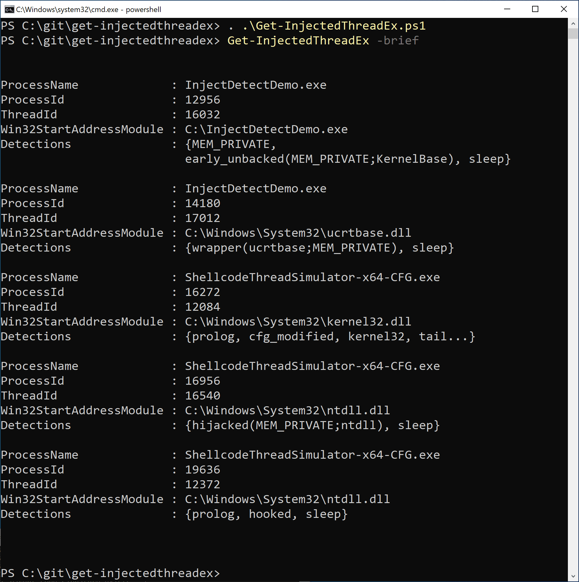 Get-InjectedThreadEx - 5 hits