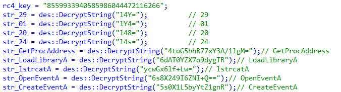 Embedded RC4 key and encrypted strings within STEALC