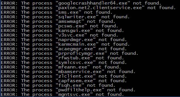 TaskKill generating errors codes