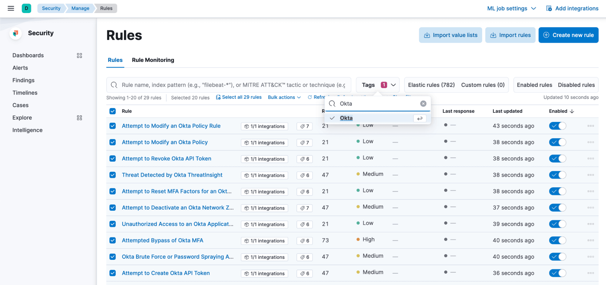 Searching for Out-of-the-Box (OOB) Okta Detection Rules