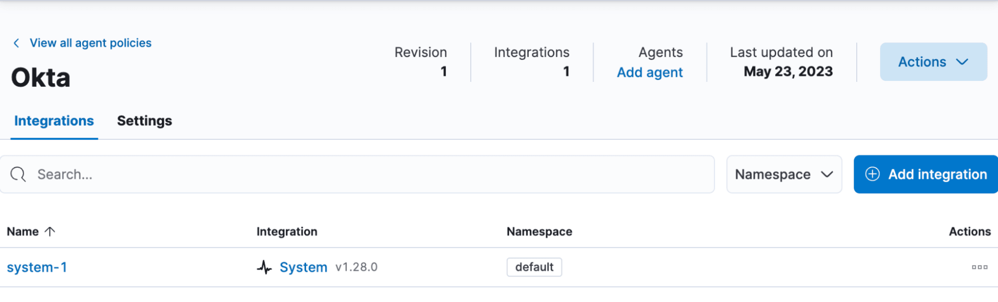 The Okta integration within the agent policies