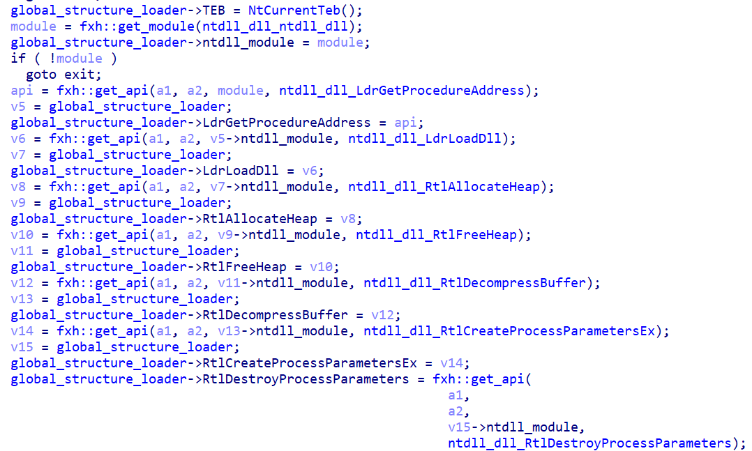 APIs retrieved for loading core component