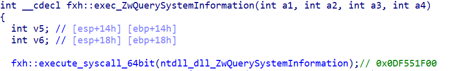 Function used to execute syscall by hash