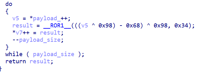 Decryption algorithm for stage 2 payload