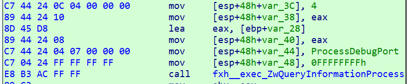 Syscall parameters pushed on stack