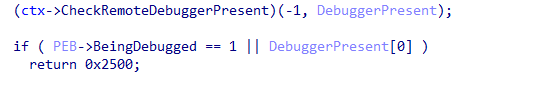 Decompilation of debugging checks