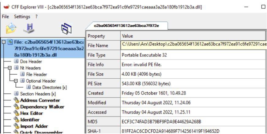 QBOT corrupting its binary file