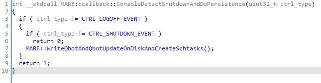 QBOT console handler catching shutdown/reboot event