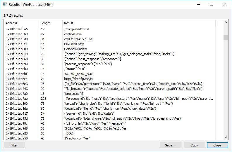 MYTHIC running inside injected WerFault process
