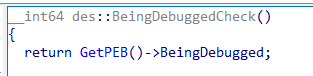 BeingDebugged check via PEB