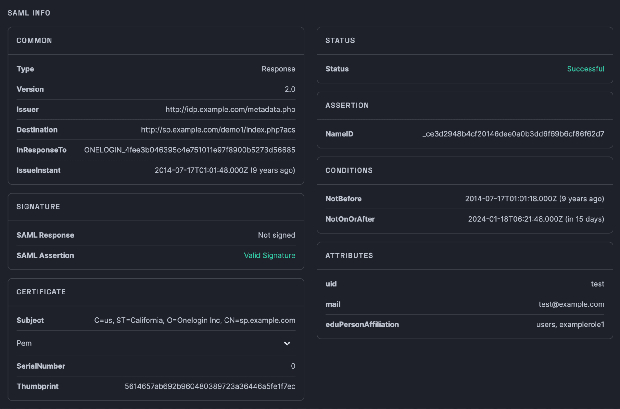 Auth0 decoder and parser for SAML