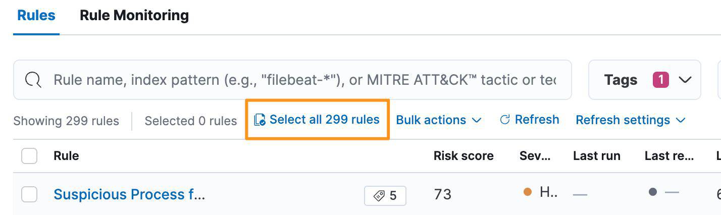 Selecting all Windows rules