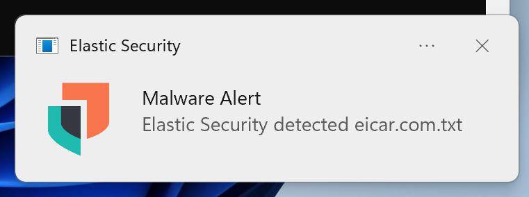 Elastic Security detected the EICAR test file
