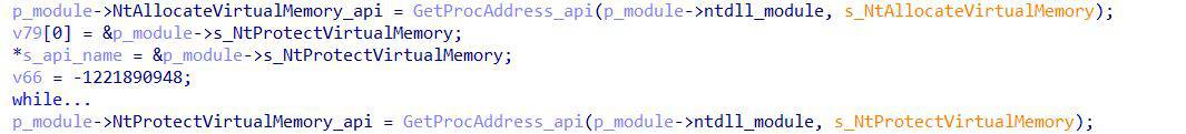 Pseudocode showcasing import address table resolution