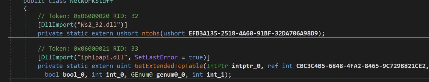 Revolve functions from Ws2_32.dll and iphlpapi.dll