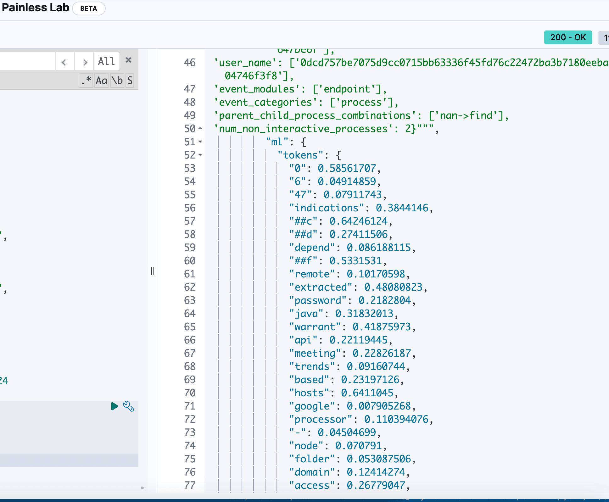 Tokens generated by ELSER